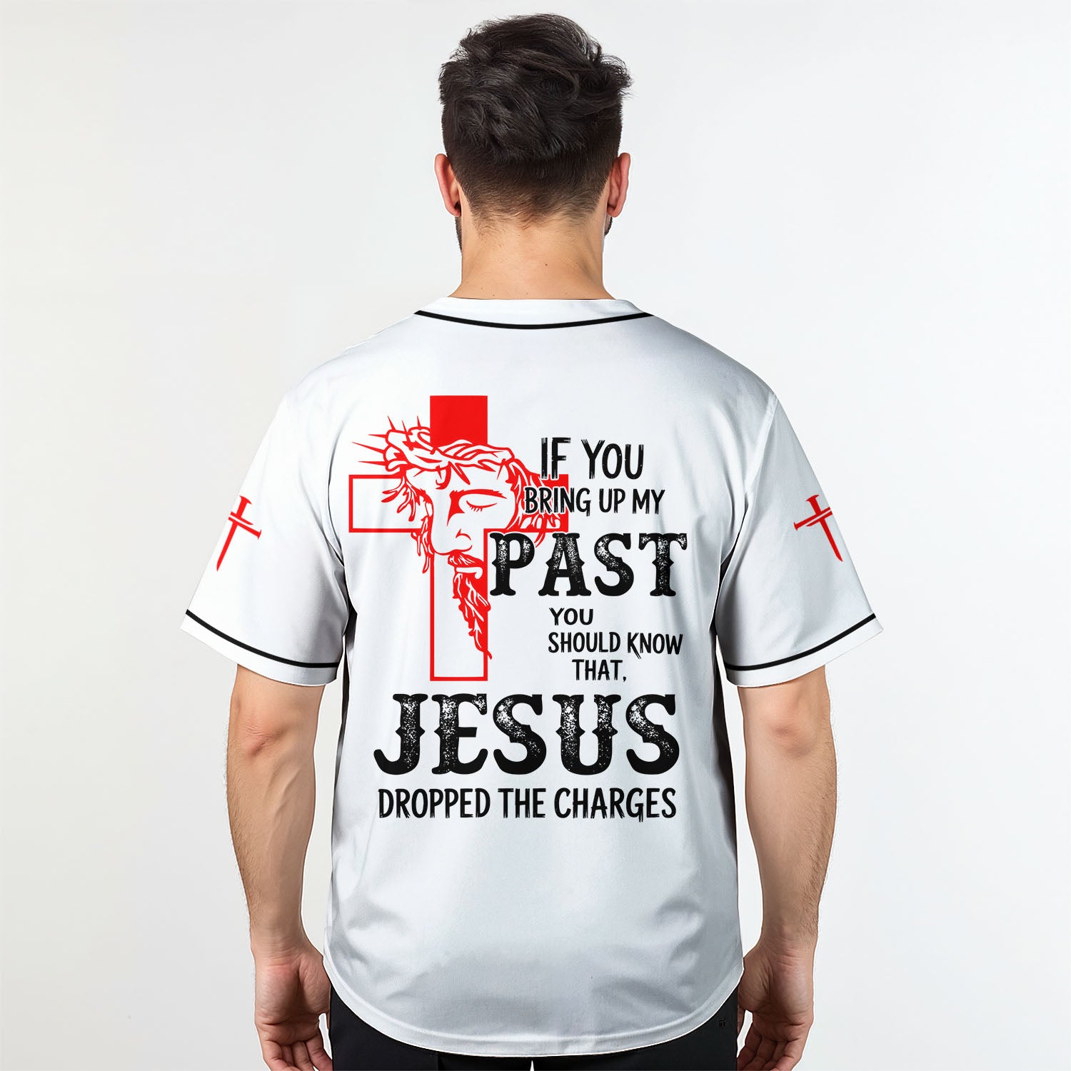 "Jesus Dropped The Charges" Baseball Jersey White