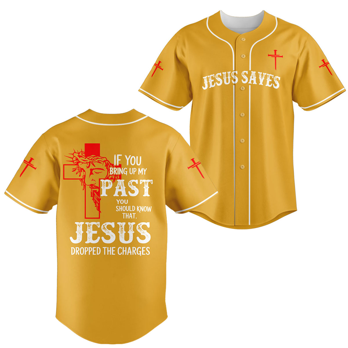 "Jesus Dropped The Charges" Baseball Jersey Yellow