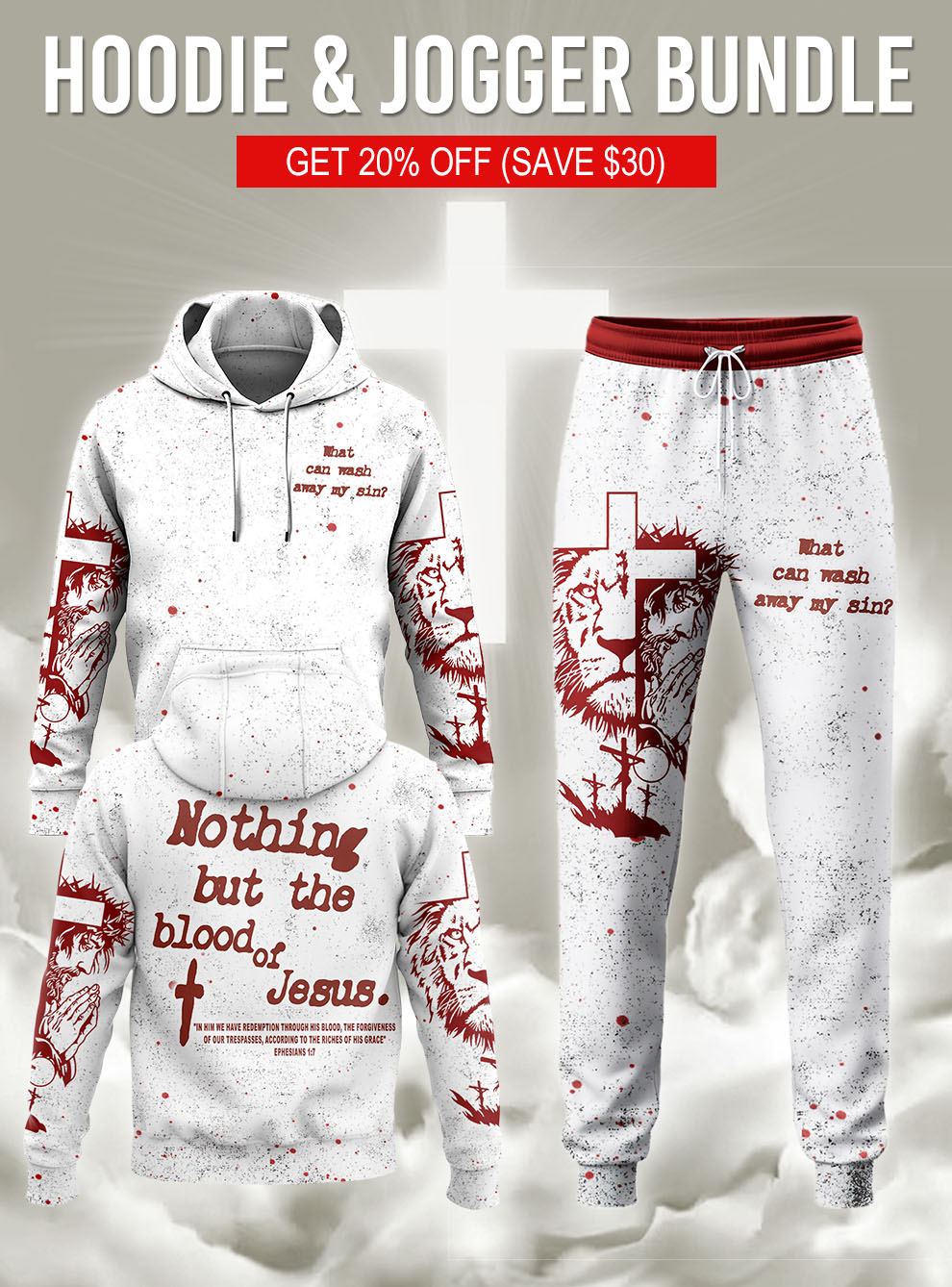 Crimson Cross Hoodie & Jogger Set